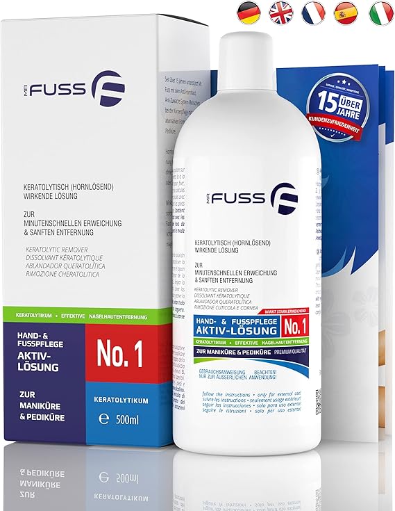Mr. Fuss?® Anti-Callus, Regrowth System - Cuticle Remover dead skin Remover - Solution No. 1 - strongly softening