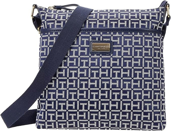 Tommy Hilfiger Garden Classics II-Medium Crossbody-Square Mono, Navy/White, One Size